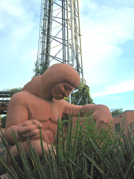 Santa Fe radio tower and Indian statue