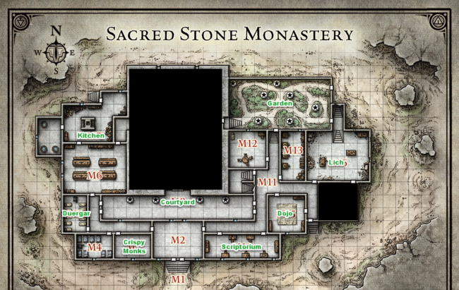 Sacred Stone Monastery (as of end of session 14)