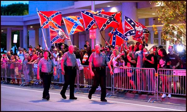 Waving the Confederate flag