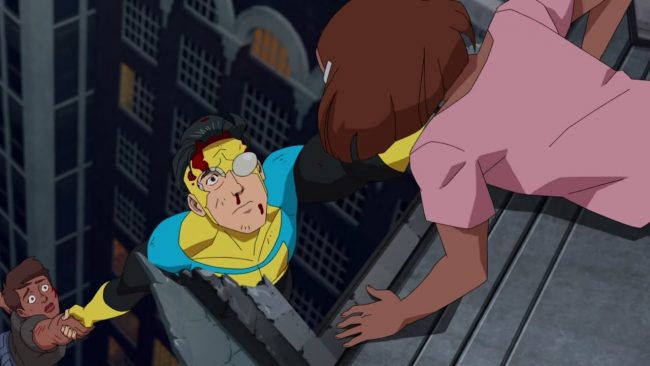 Invincible trying to save people